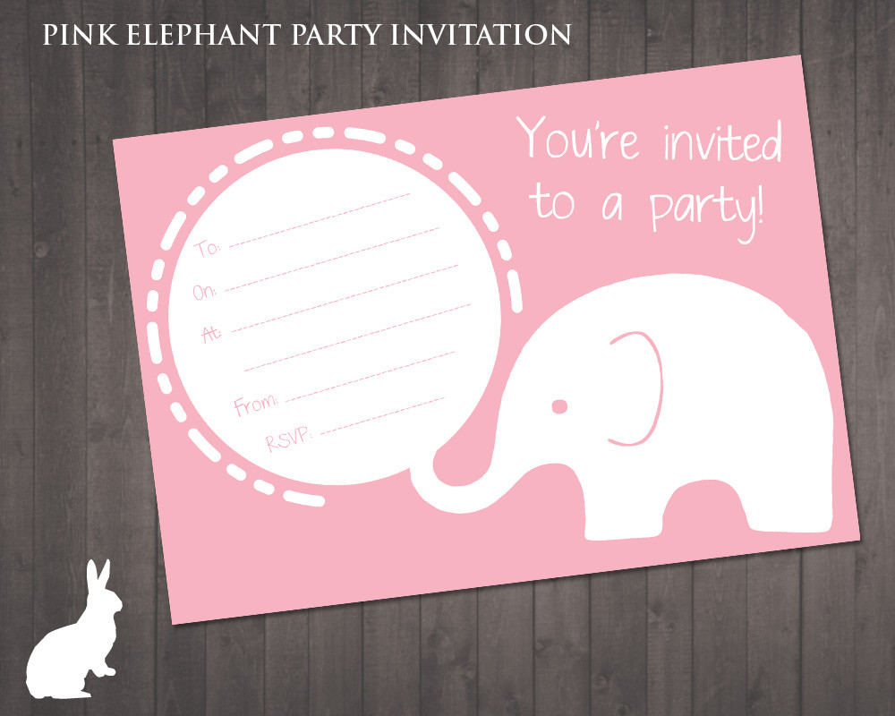 Elephant Birthday Invitations
 FREE Pink Elephant Party Invitation