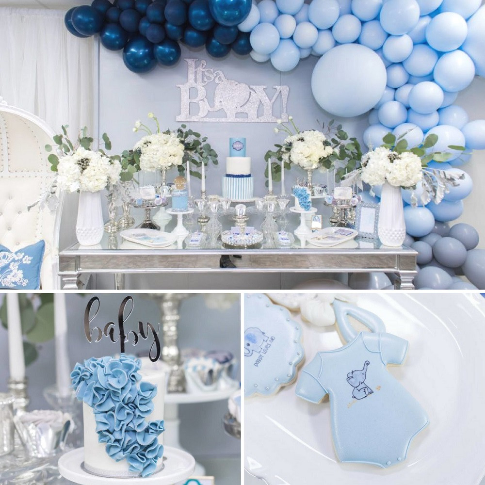 Elephant Decor For Baby Shower
 Blue And Silver Elephant Baby Shower Baby Shower Ideas