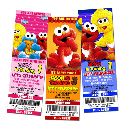 Elmo 1st Birthday Invitations
 ELMO SESAME STREET BIRTHDAY PARTY INVITATION TICKET 1ST