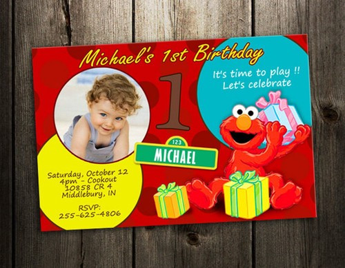 Elmo 1st Birthday Invitations
 Elmo birthday invitation party digital file printable