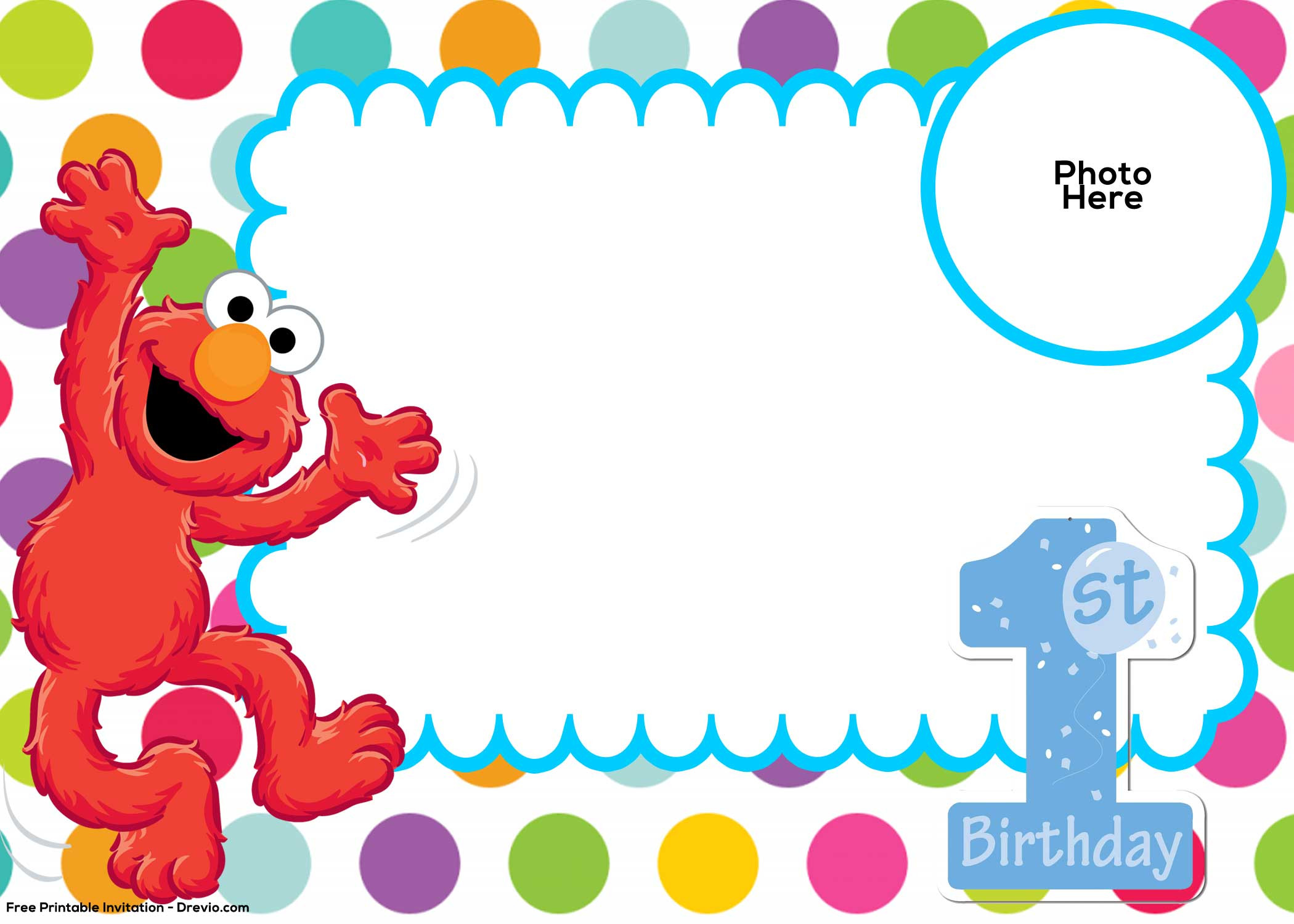 Elmo 1st Birthday Invitations
 Free Sesame Street 1st Birthday Invitation Template