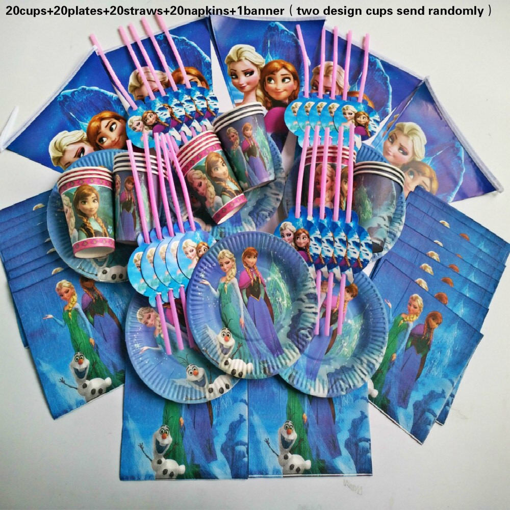 Elsa Birthday Party Supplies
 81pcs Disney Frozen elsa anna party set supplies kid happy