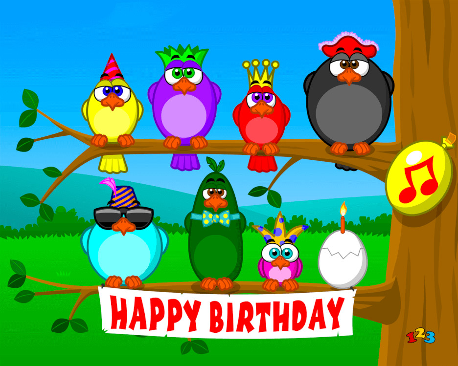 Email Birthday Cards Free
 Singing birds Birthday send free eCards from 123cards