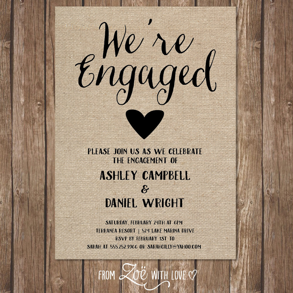 Engagement Party Ideas Australia
 Rustic Engagement Party Invitation Printable Shabby Chic