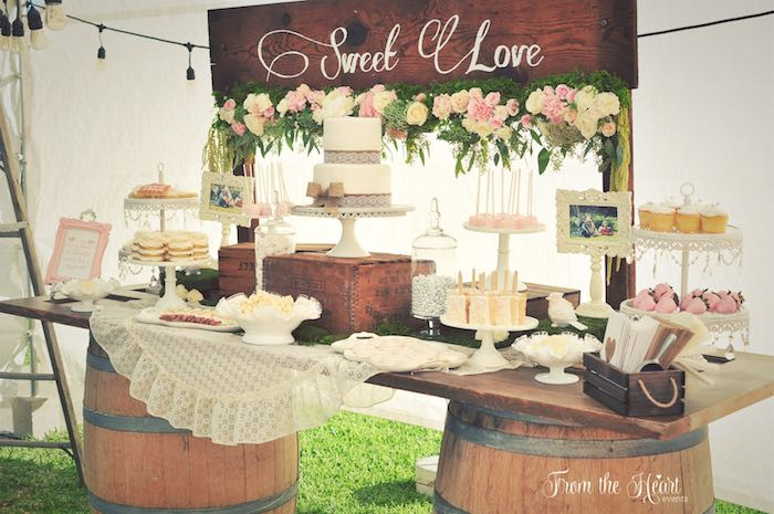 Engagement Party Table Ideas
 Kara s Party Ideas Rustic Chic Engagement Party