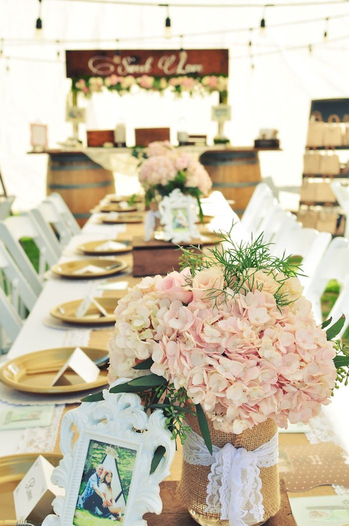 Engagement Party Table Ideas
 Kara s Party Ideas Rustic Chic Engagement Party