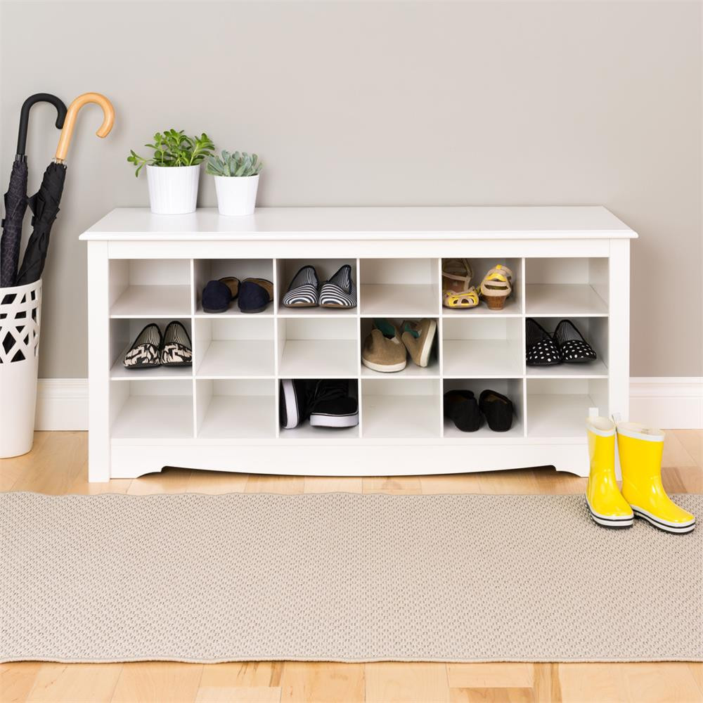 Entry Benches Shoe Storage
 Prepac Entryway Shoe Storage Cubbie Bench White WSS 4824