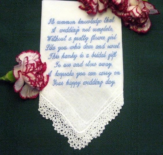 Etsy Wedding Gifts
 Personalized Wedding Gift Wedding Handkerchief for Flower