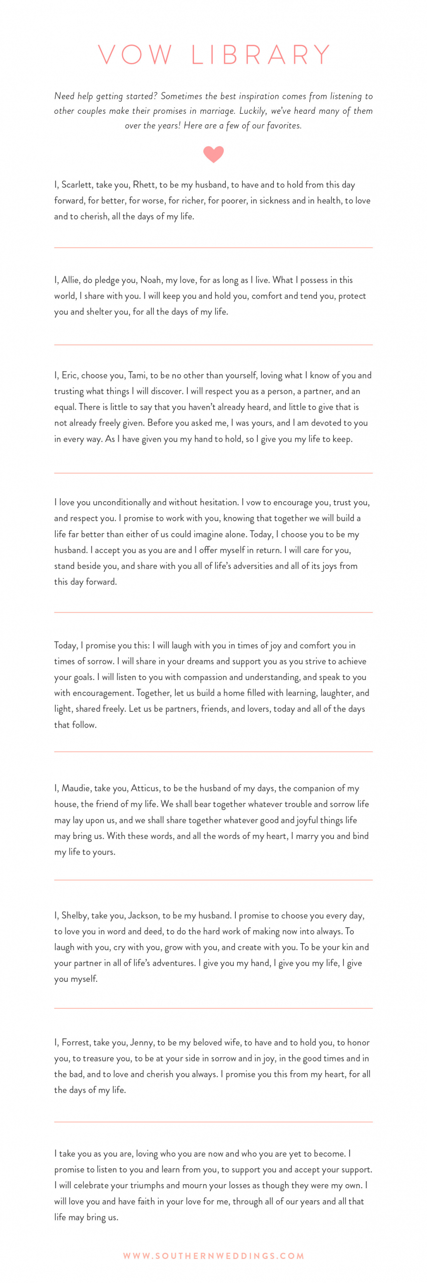 Examples Of Personal Wedding Vows
 9 Romantic Wedding Vows