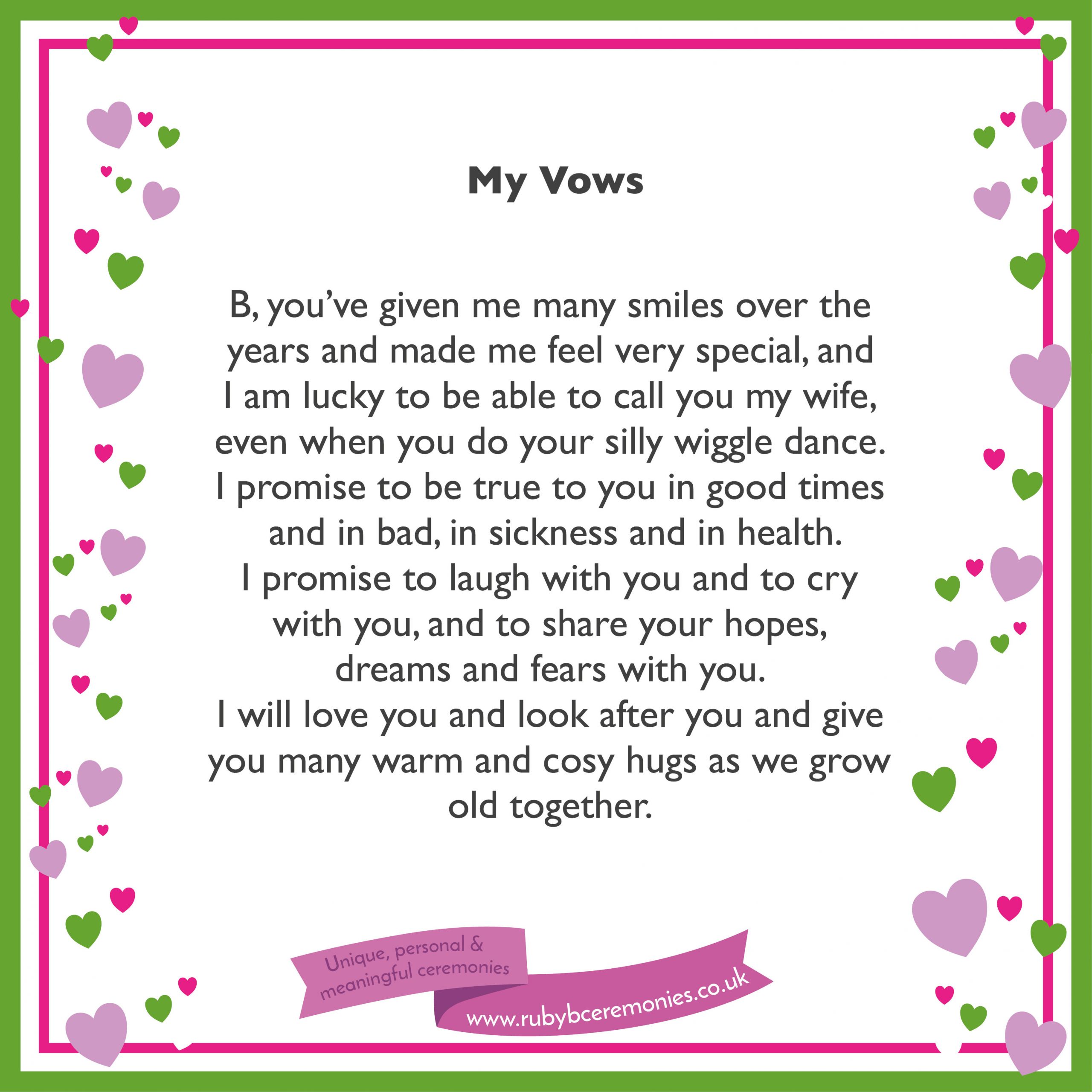 Examples Of Personal Wedding Vows
 A simple way to write your wedding vows Ruby B