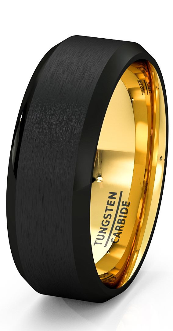 Expensive Mens Wedding Bands
 Mens Wedding Band Black Gold Tungsten Ring Brushed Surface