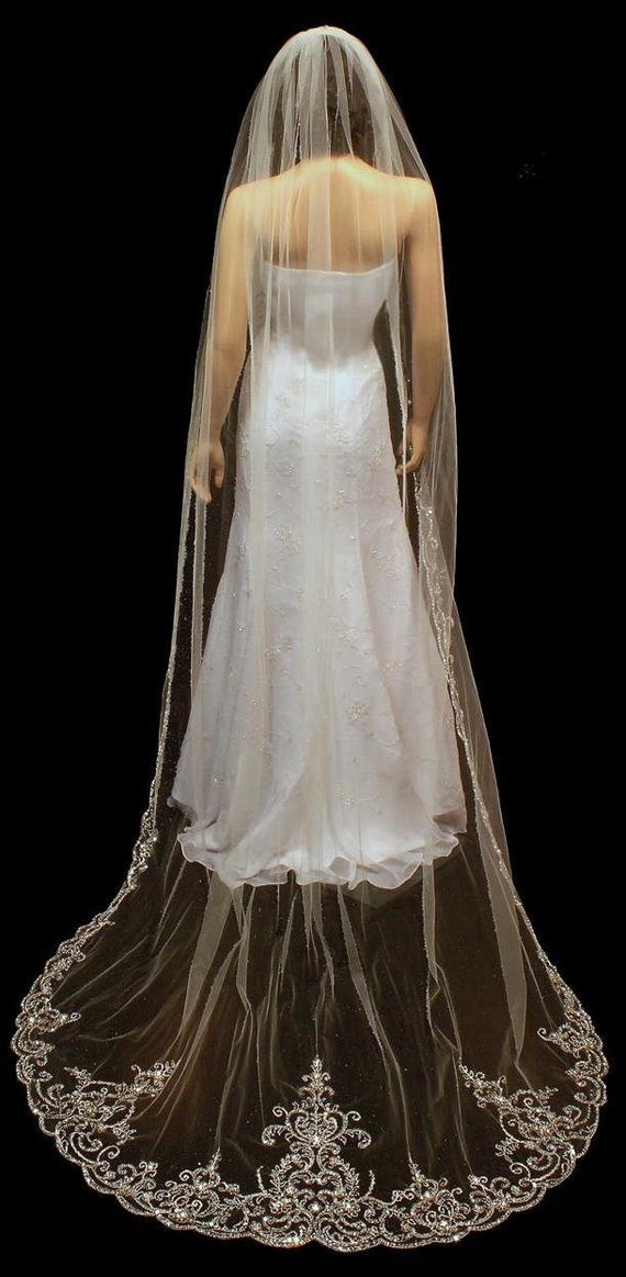 Extra Long Wedding Veils
 cathedral wedding veil crystal extra long bridal veil
