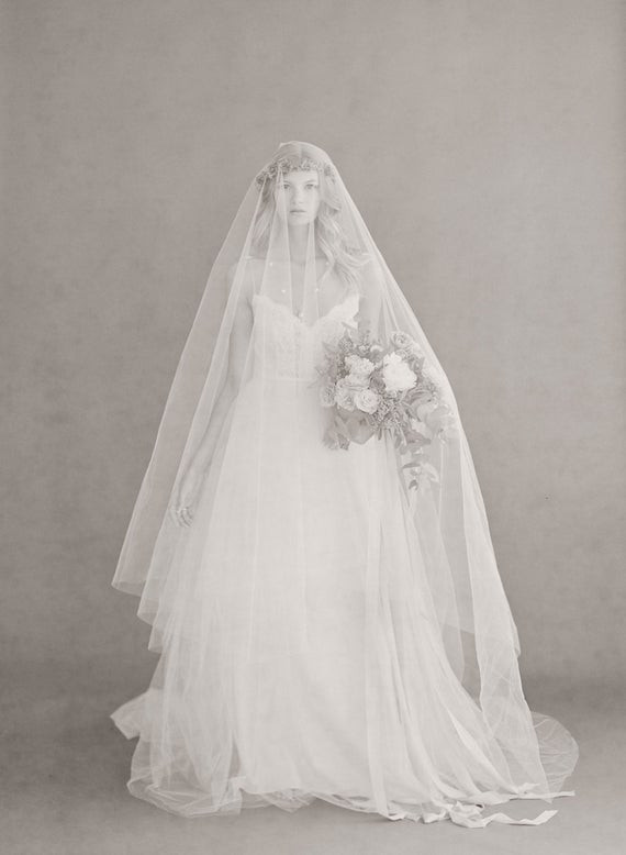 Extra Long Wedding Veils
 Bridal cathedral veil Wide cathedral veil with extra long