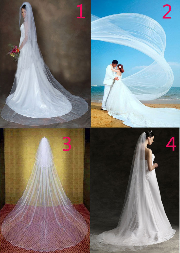 Extra Long Wedding Veils
 Extra Long Cathedral Bridal Wedding Veil B White