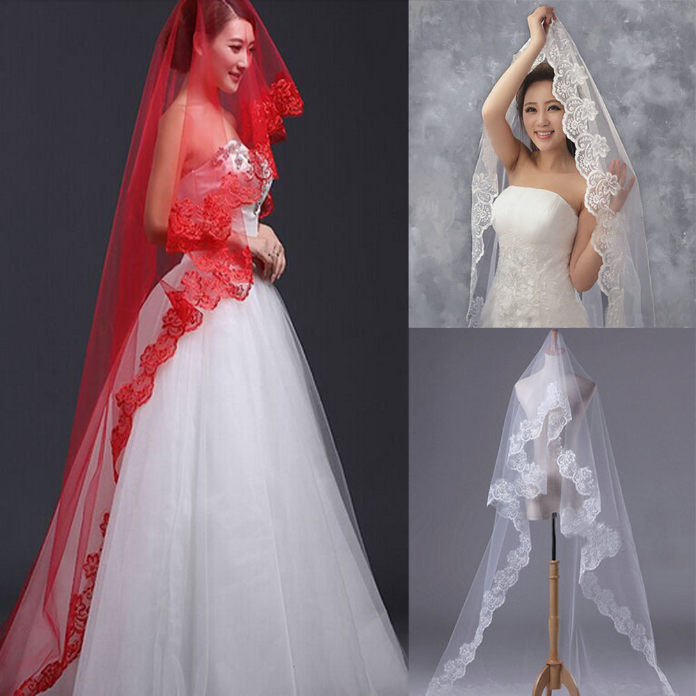 Extra Long Wedding Veils
 Hot Bridal Cathedral Lace Edge Extra Long Bridal Wedding