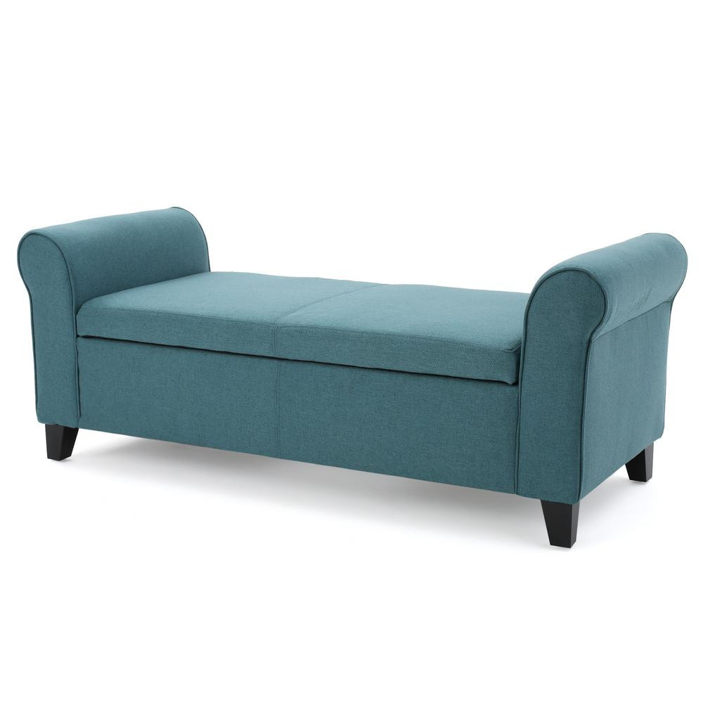 Fabric Storage Ottoman Bench
 Noble House Jaelynn Dark Teal Fabric Armed Storage Ottoman