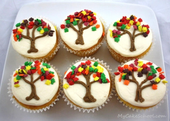 Fall Themed Cupcakes
 Autumn Tree Cupcakes