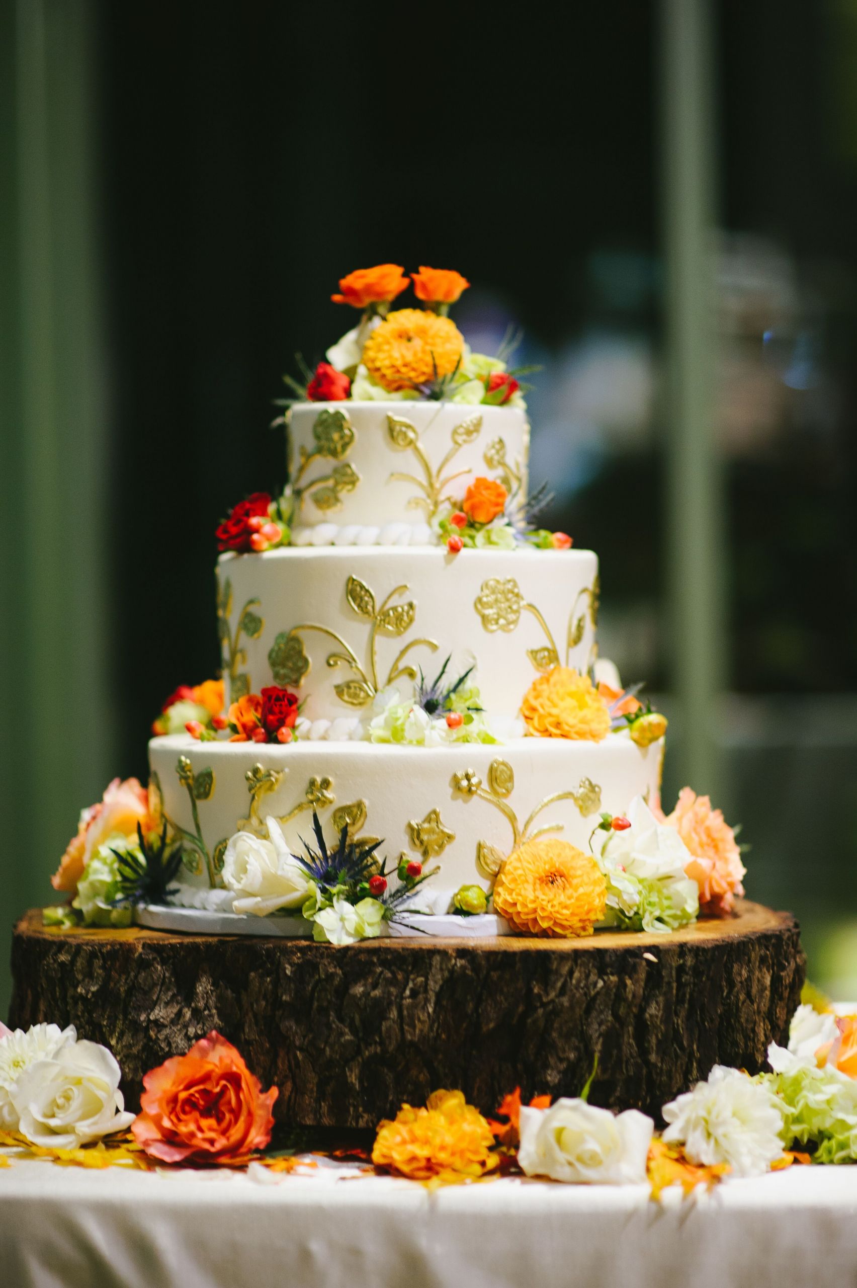 Fall Wedding Cakes Ideas
 Detailed Gold Fall Inspired Wedding Cake
