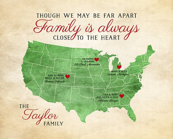 Family Distance Quotes
 Gift for Family Family Quote Long Distance by WanderingFables