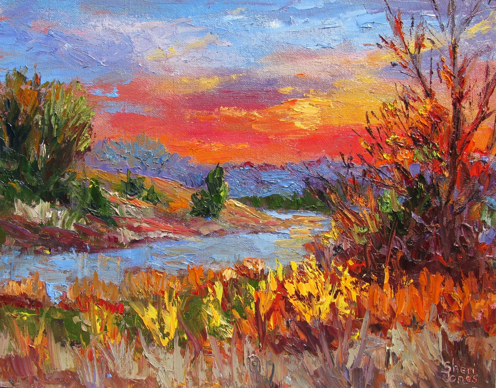 Famous Landscape Painters
 Sheri Jones Daily Painting Journal Fiery Sun Light