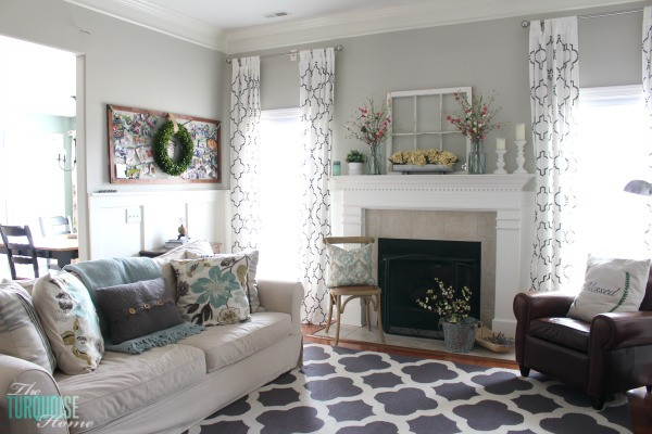 Farmhouse Living Room Curtains
 Farmhouse Fresh Spring Mantel