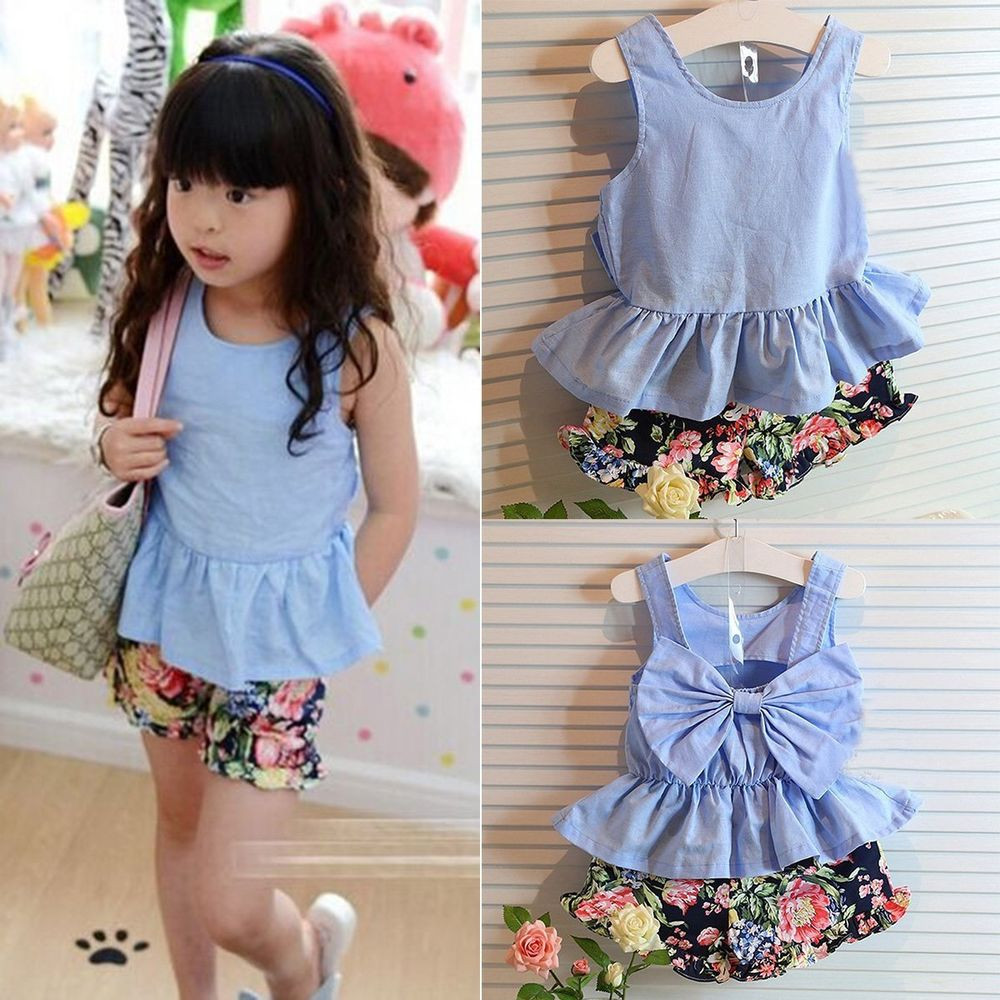 Fashion Baby Girls Clothes
 Toddler Kids Baby Girl Clothes Bowknot T shirt Tops Dress
