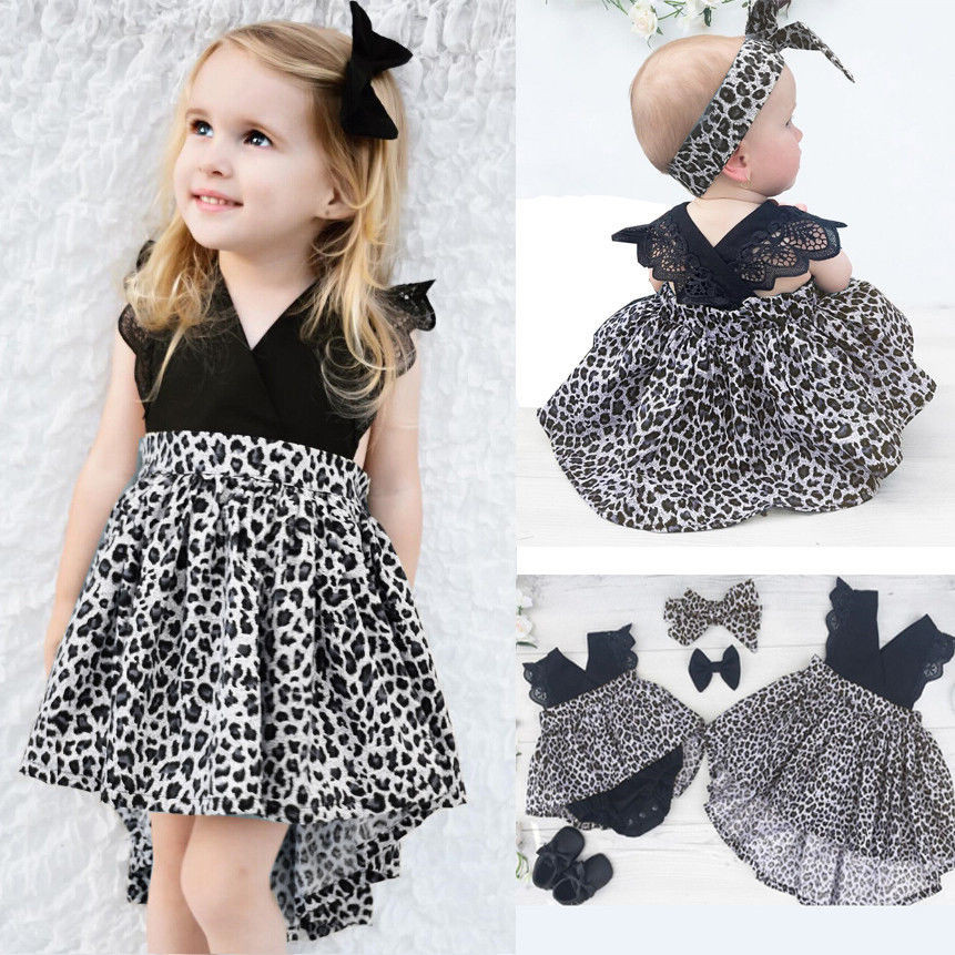 Fashion Baby Girls Clothes
 0 7Y Fashion Baby Girl Clothes Leopard Suit Lace Ruffles