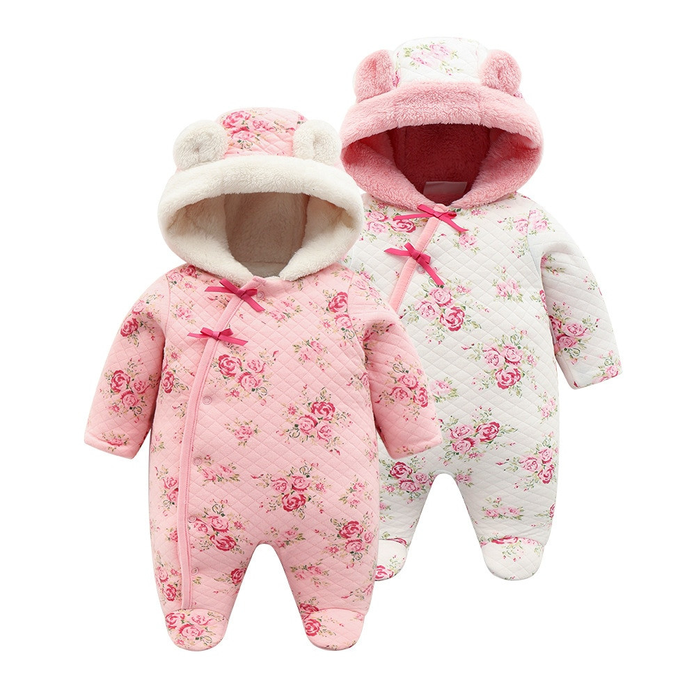 Fashion Clothes For Baby Girls
 Newborn Baby Girls Winter Full Moon Rompers pink Infant
