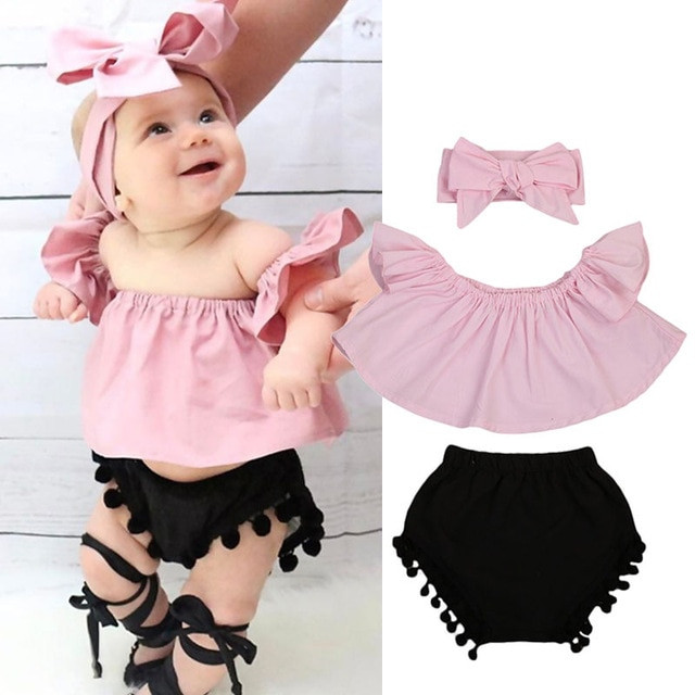 Fashion Clothing For Baby Girls
 Pudcoco Newborn Baby Girl Clothes Set f Shoulder Top T