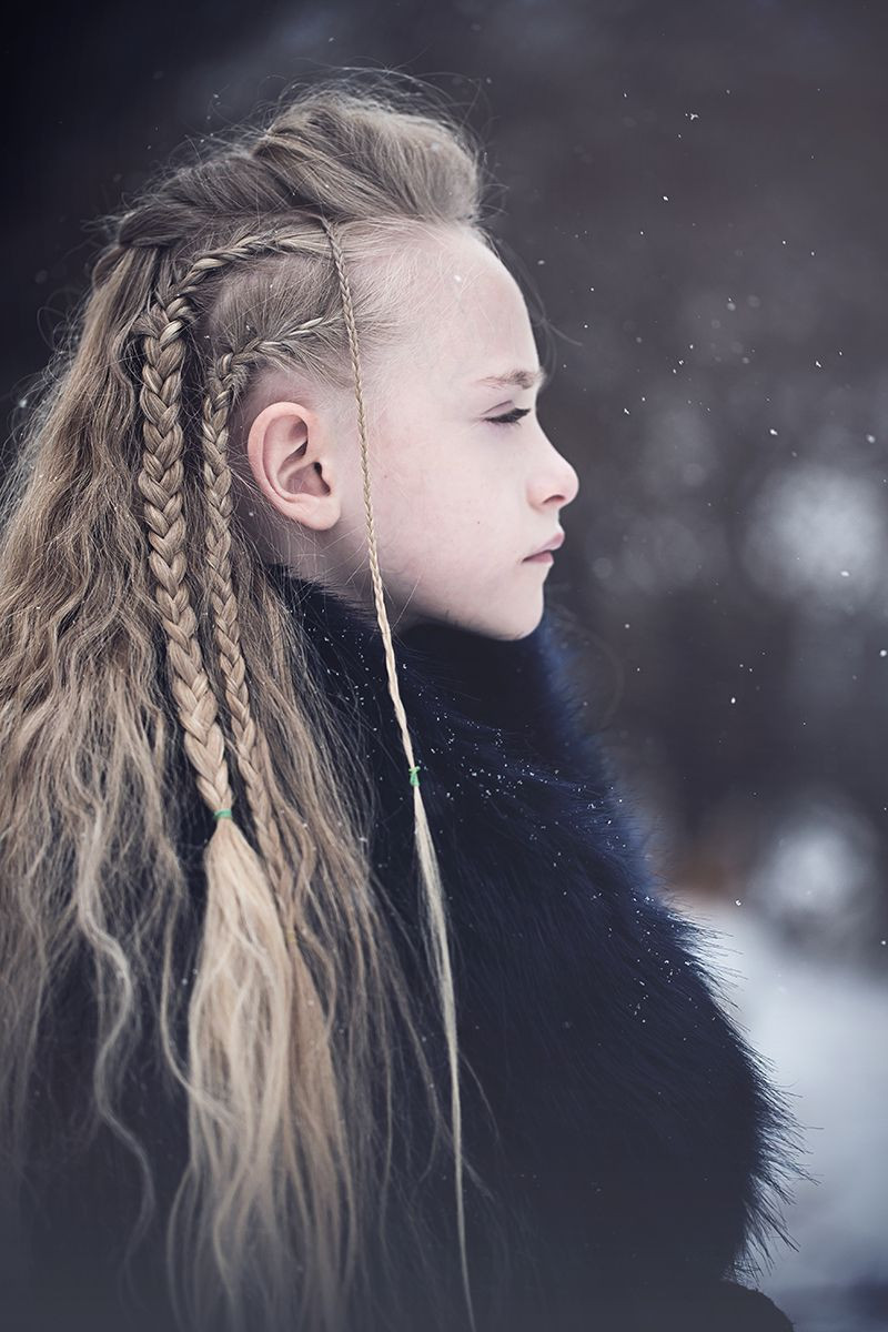 Female Warrior Hairstyles
 Vikings inspired braided long hair winter portrait Buffalo