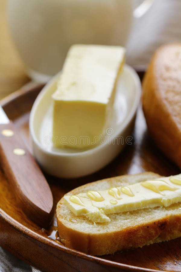 Fiber In White Bread
 Butter Loaf White Bread And Milk Stock Image Image