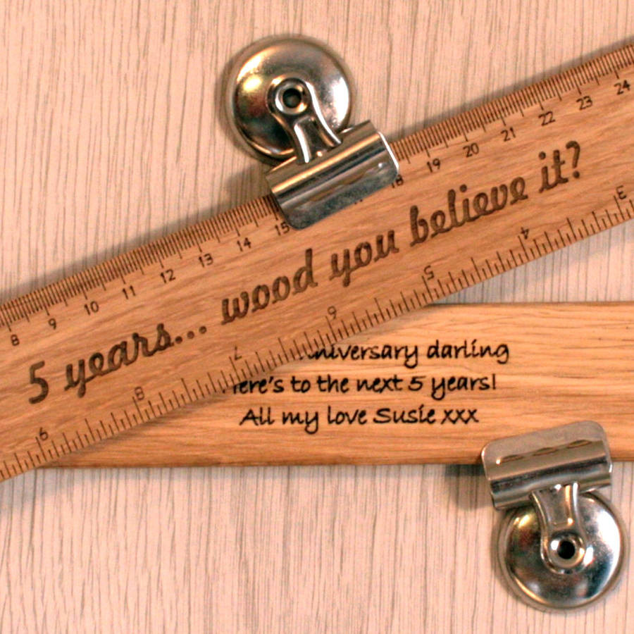 Fifth Wedding Anniversary Gift Ideas
 personalised wood 5th anniversary t ruler by cleancut