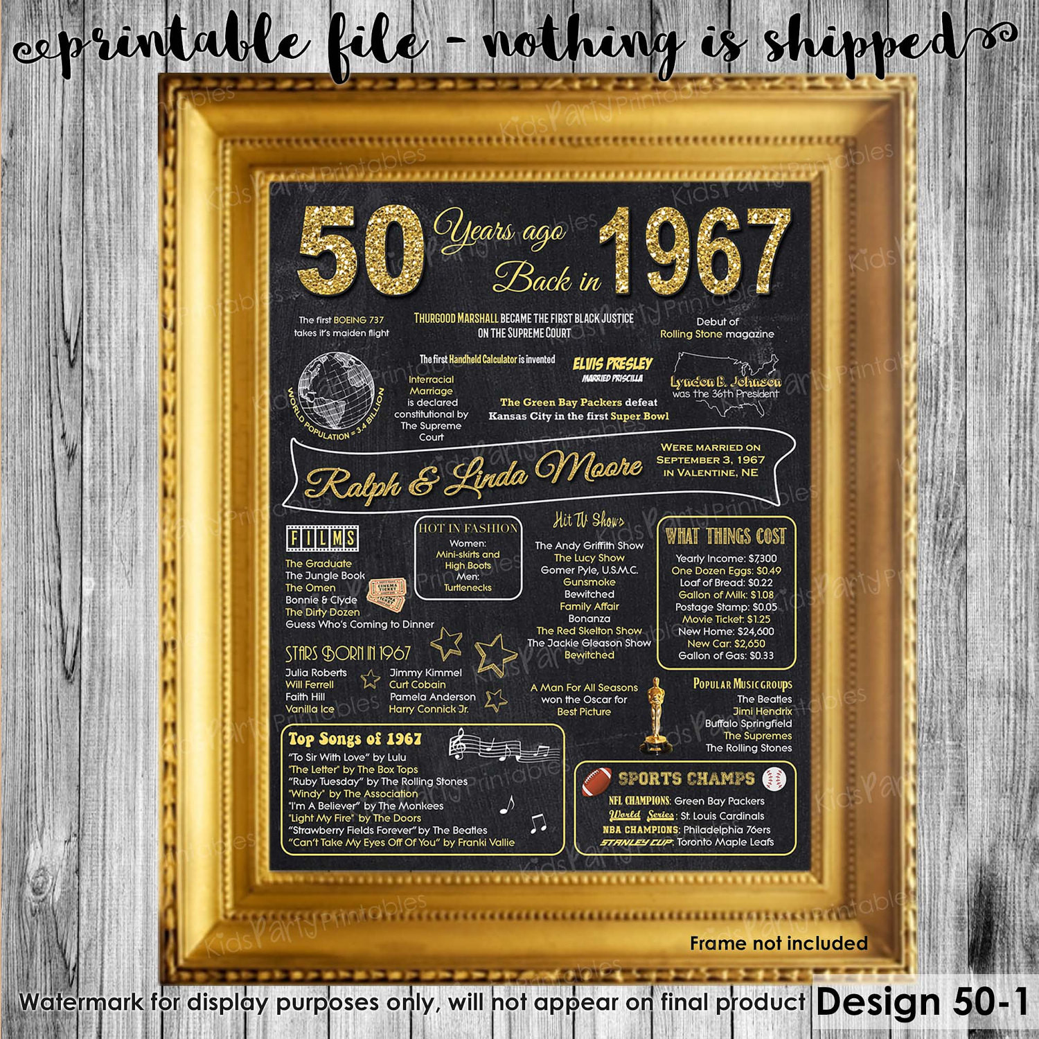 Fiftieth Anniversary Gift Ideas
 50th Anniversary Decoration 50th Anniversary Gifts for