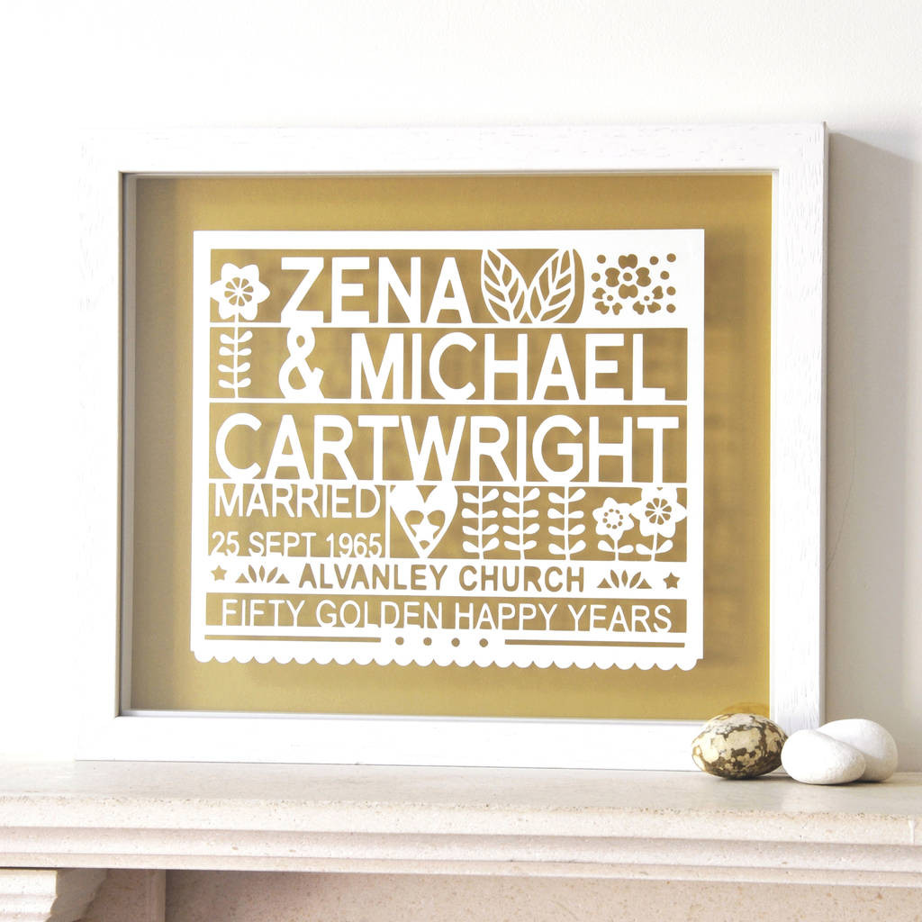 Fiftieth Anniversary Gift Ideas
 Personalised 50th Golden Wedding Anniversary Gift By Ant