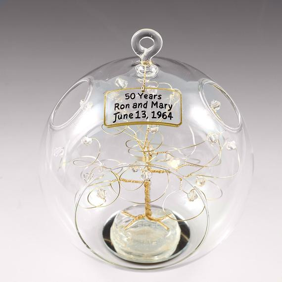 Fiftieth Anniversary Gift Ideas
 50th Anniversary Gift Personalized Ornament Gold with by