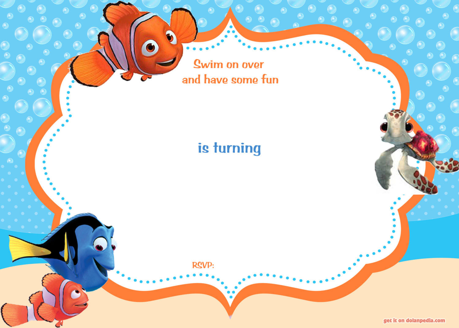 Finding Nemo Birthday Invitations
 Free Printable Finding Nemo Birthday Invitation
