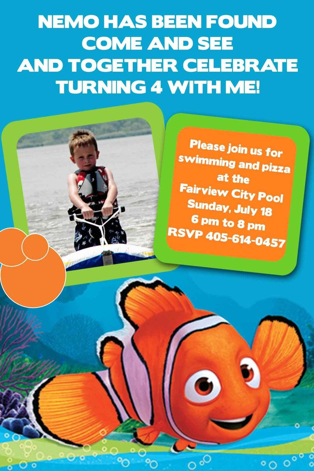 Finding Nemo Birthday Invitations
 Items similar to Print Your Own Finding Nemo Birthday