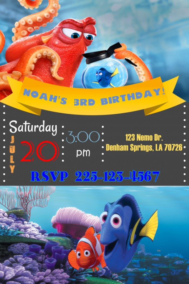 Finding Nemo Birthday Invitations
 Finding Nemo Birthday Invitation