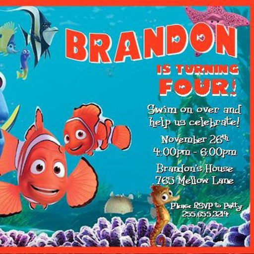 Finding Nemo Birthday Invitations
 Finding Nemo Personalized Birthday Invitations Printable