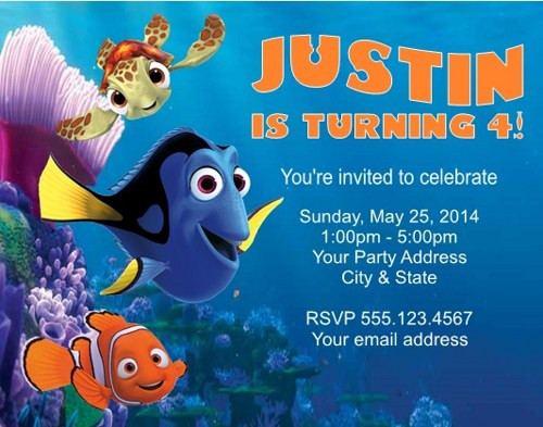 Finding Nemo Birthday Invitations
 FREE Printable Finding Dory Invitations Ideas