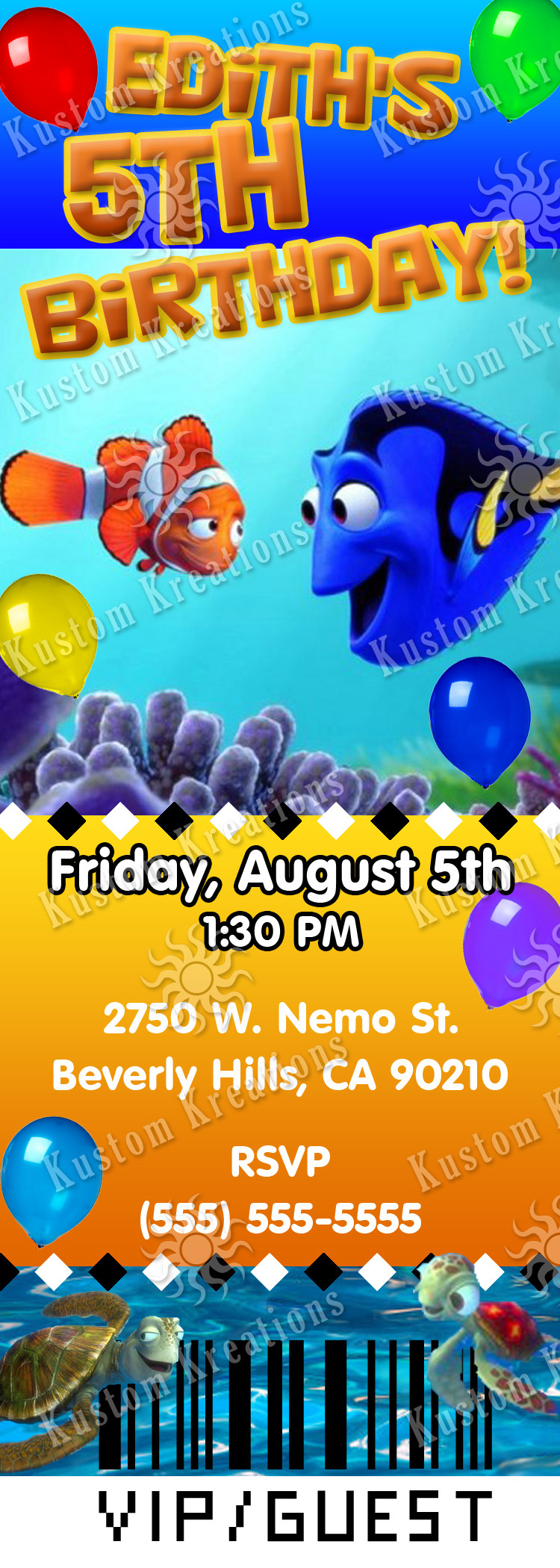 Finding Nemo Birthday Invitations
 Finding Dory Birthday Invitations