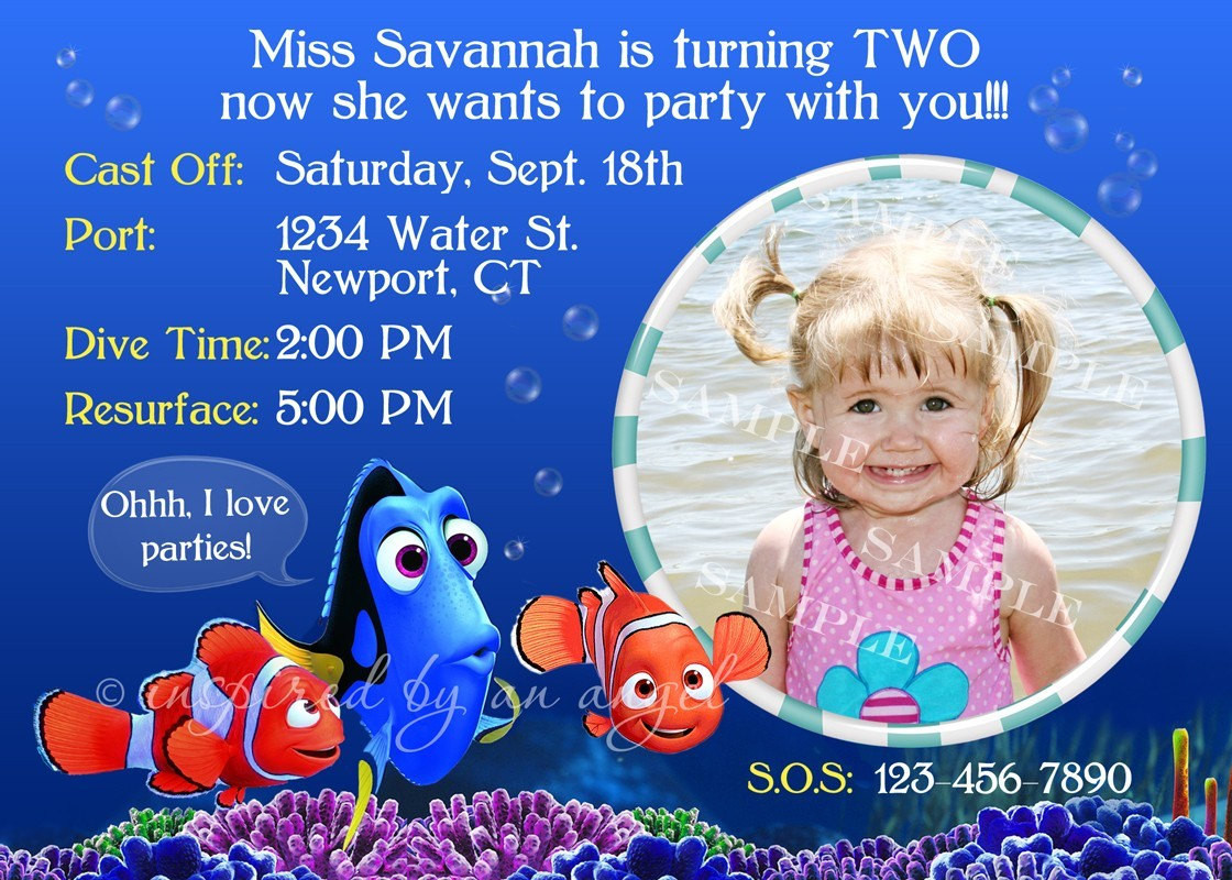 Finding Nemo Birthday Invitations
 Finding Nemo Birthday Invitation custom design by