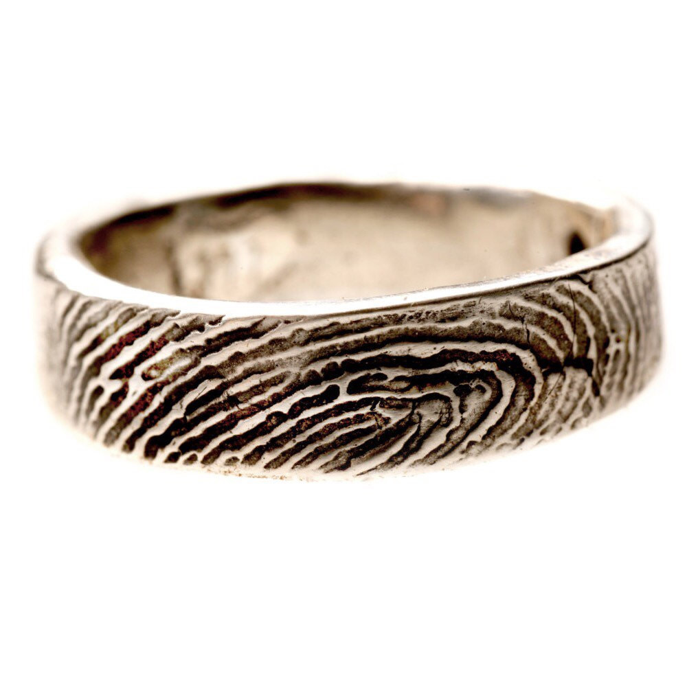 Fingerprint Wedding Rings
 Sterling Silver Fingerprint Wedding Ring with by