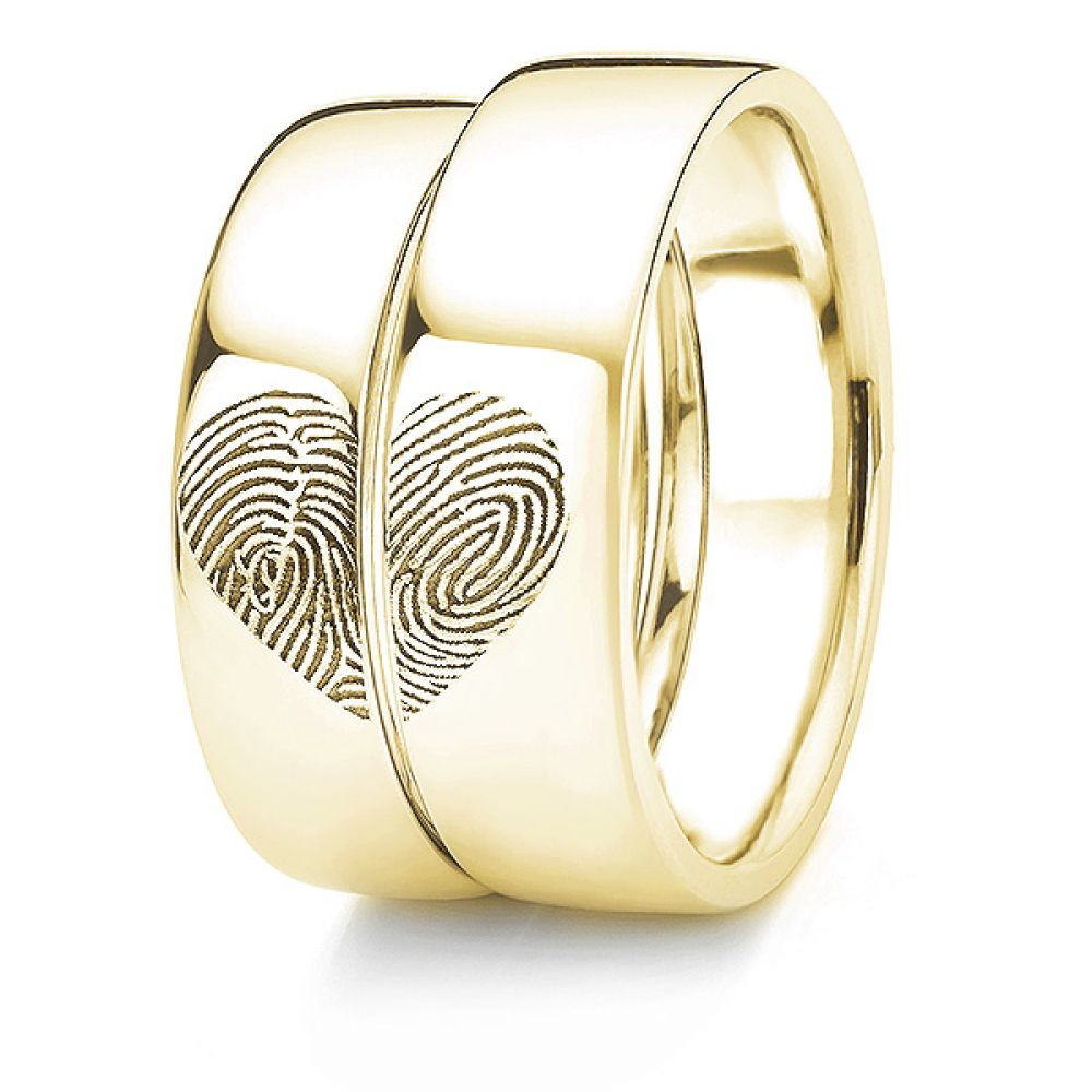Fingerprint Wedding Rings
 Heart Patterned Fingerprint Wedding Ring