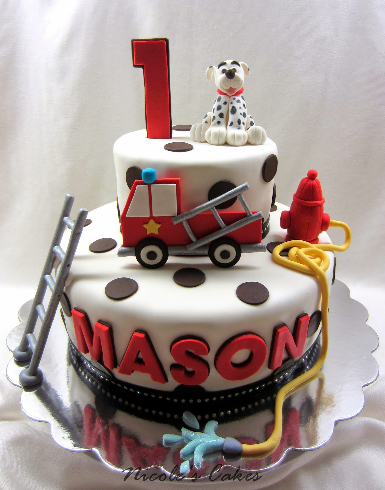 Firefighter Birthday Cake
 Confections Cakes & Creations Firetruck & Dalmation 1st