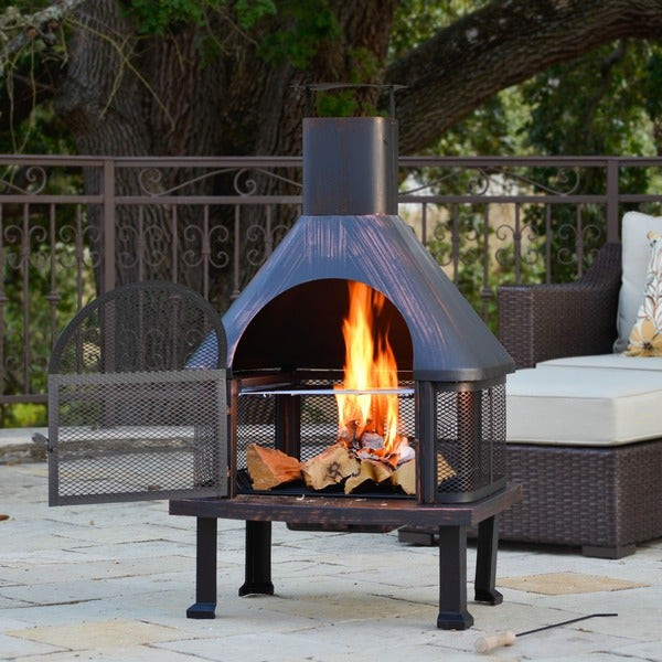 Fireplace Fire Pit
 Outdoor Patio Fireplace Wood Burning Fire Pit Bronze