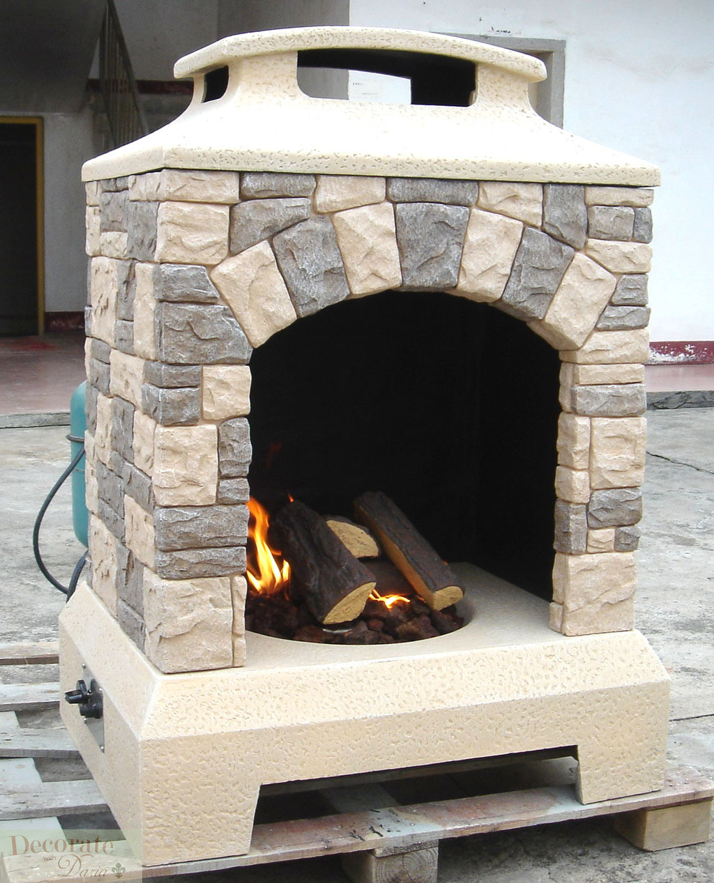 Fireplace Fire Pit
 GAS FIREPLACE FIRE PIT OUTDOOR TUSCAN STYLE STONE w Logs