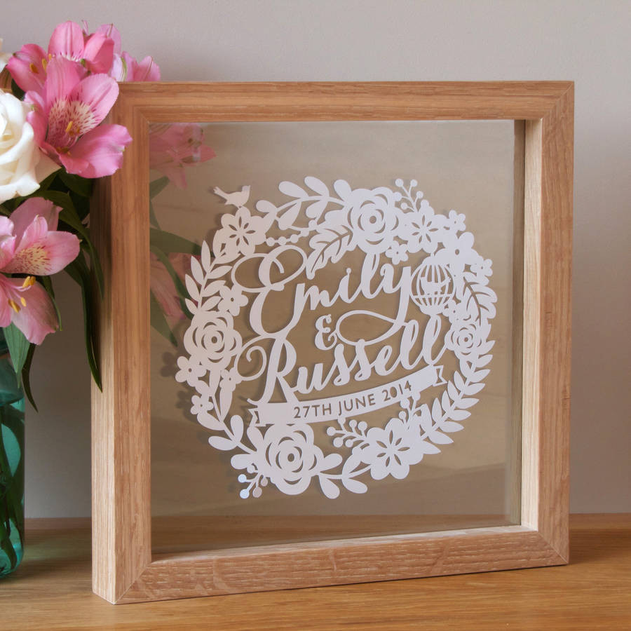 First Anniversary Gift Ideas Paper
 Personalised First Wedding Anniversary Papercut By Sas