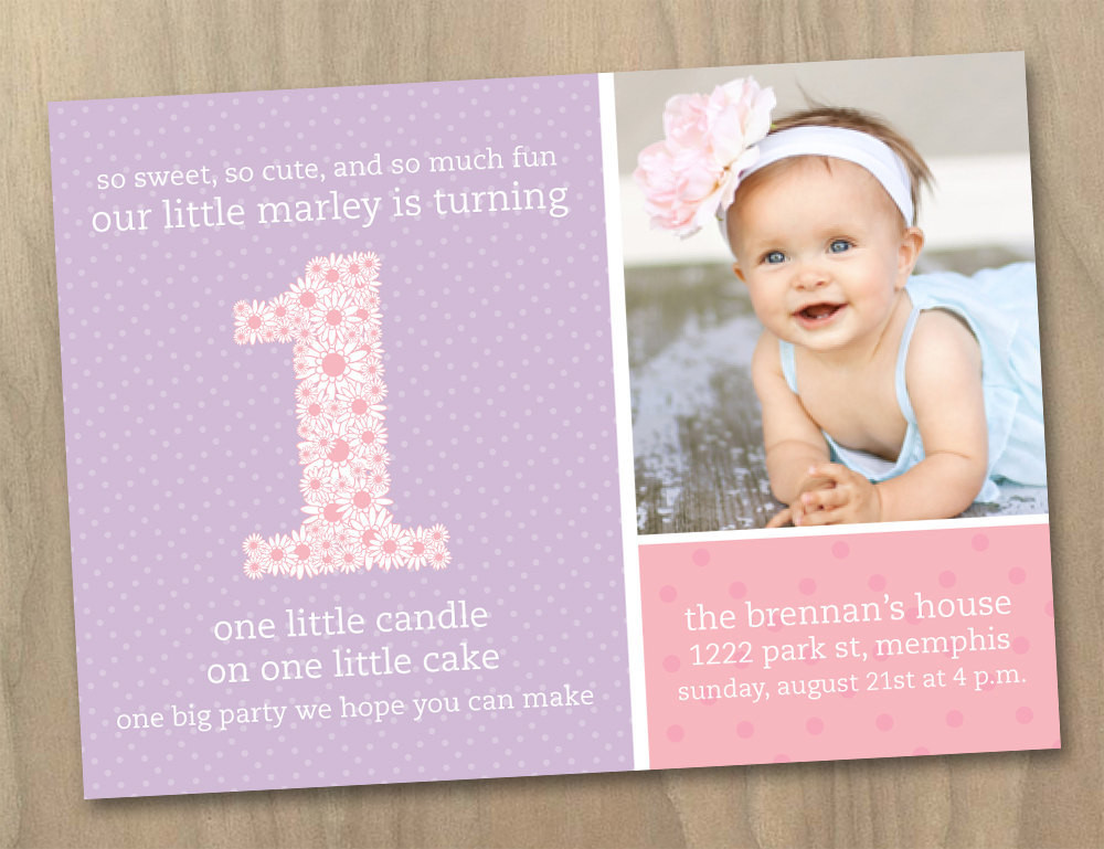 First Birthday Girl Invitations
 Baby Girl First 1st Birthday Invitation Pink and