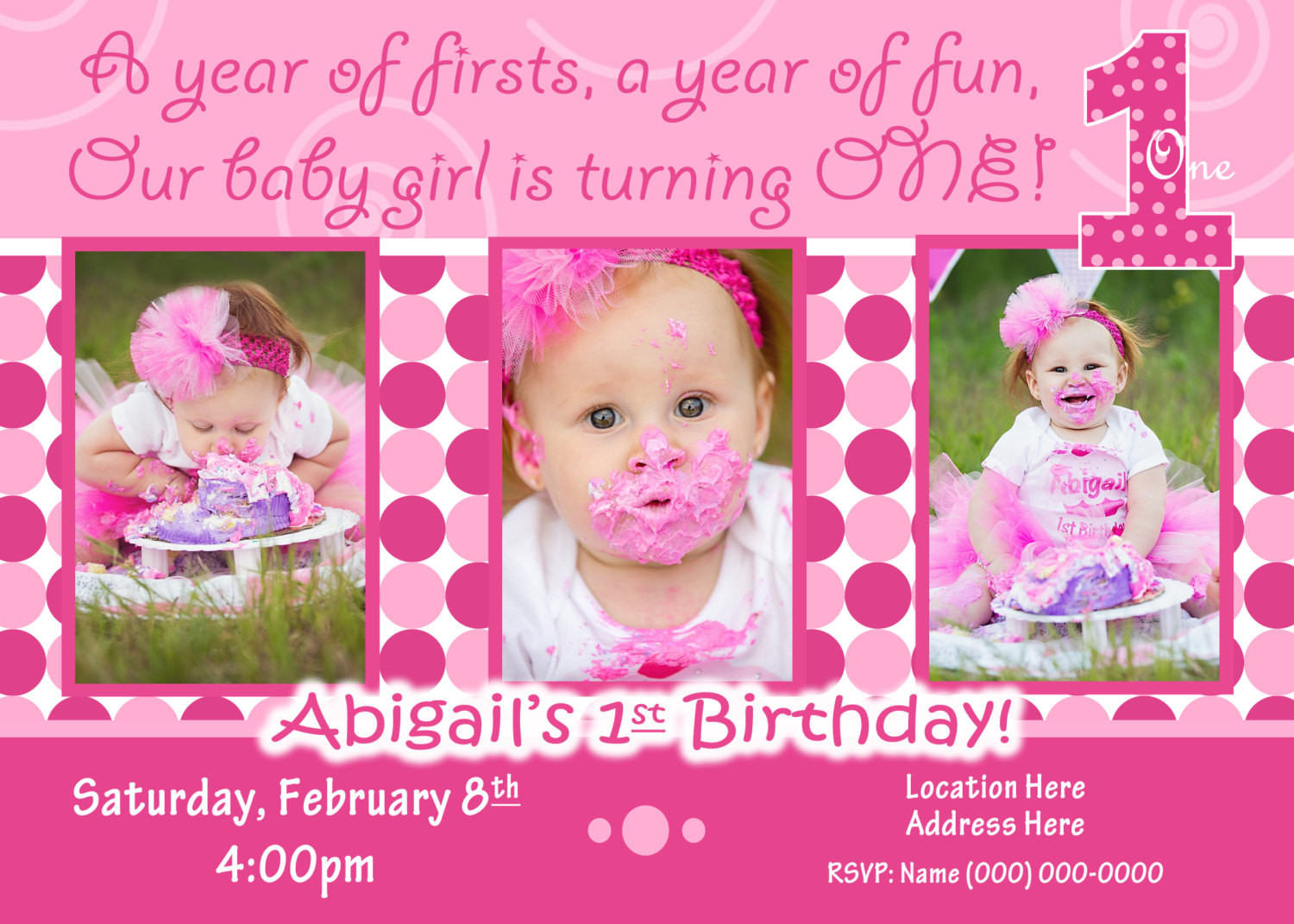 First Birthday Girl Invitations
 1st Birthday Girl invitation 1st birthday Girl invite